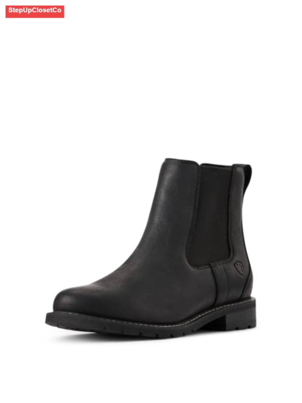 Waterproof Full-Grain Leather Suede Ankle Boots Block Heel Work